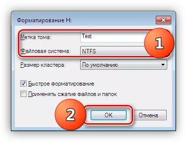 Nyetel labél sareng file file pikeun pormat disk dina Windows