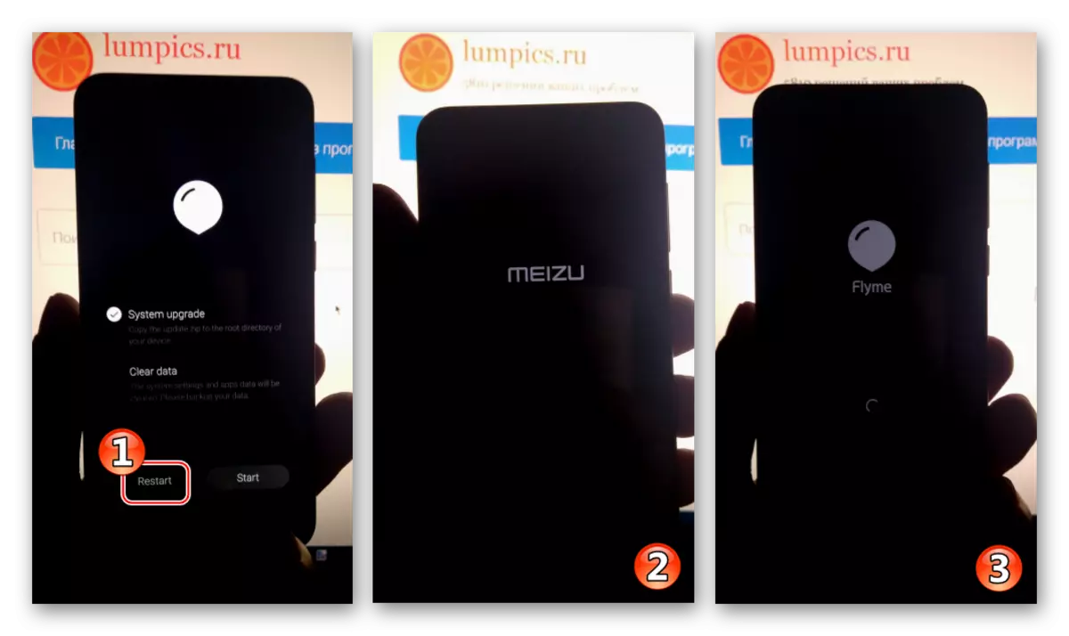 Meizu m2 mini reboot katika android kutoka kupona baada ya firmware