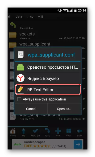Cách để mở tệp trong RootBrowser trên Android