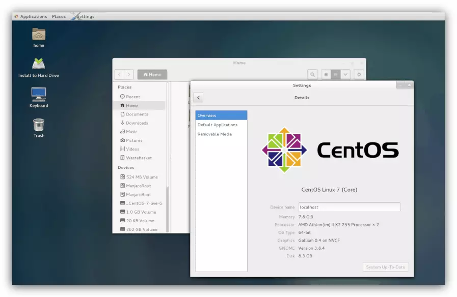 Centos Desktop စခရင်ရိုက်ကူးမှု