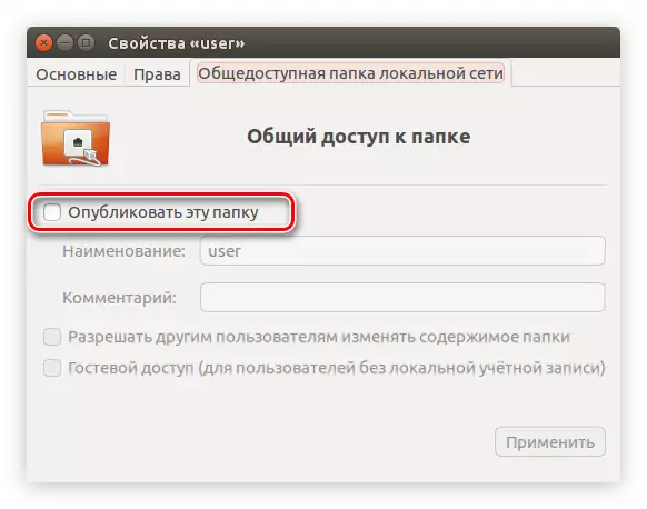 Zaznacz w właściwościach folderu publikuj ten folder w Ubuntu