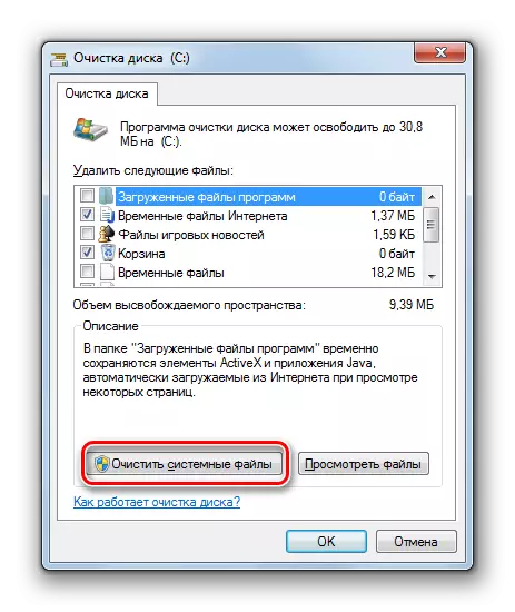 Prejdite do okna Čistenie systémového súboru z okna čistenia disku v systéme Windows 7