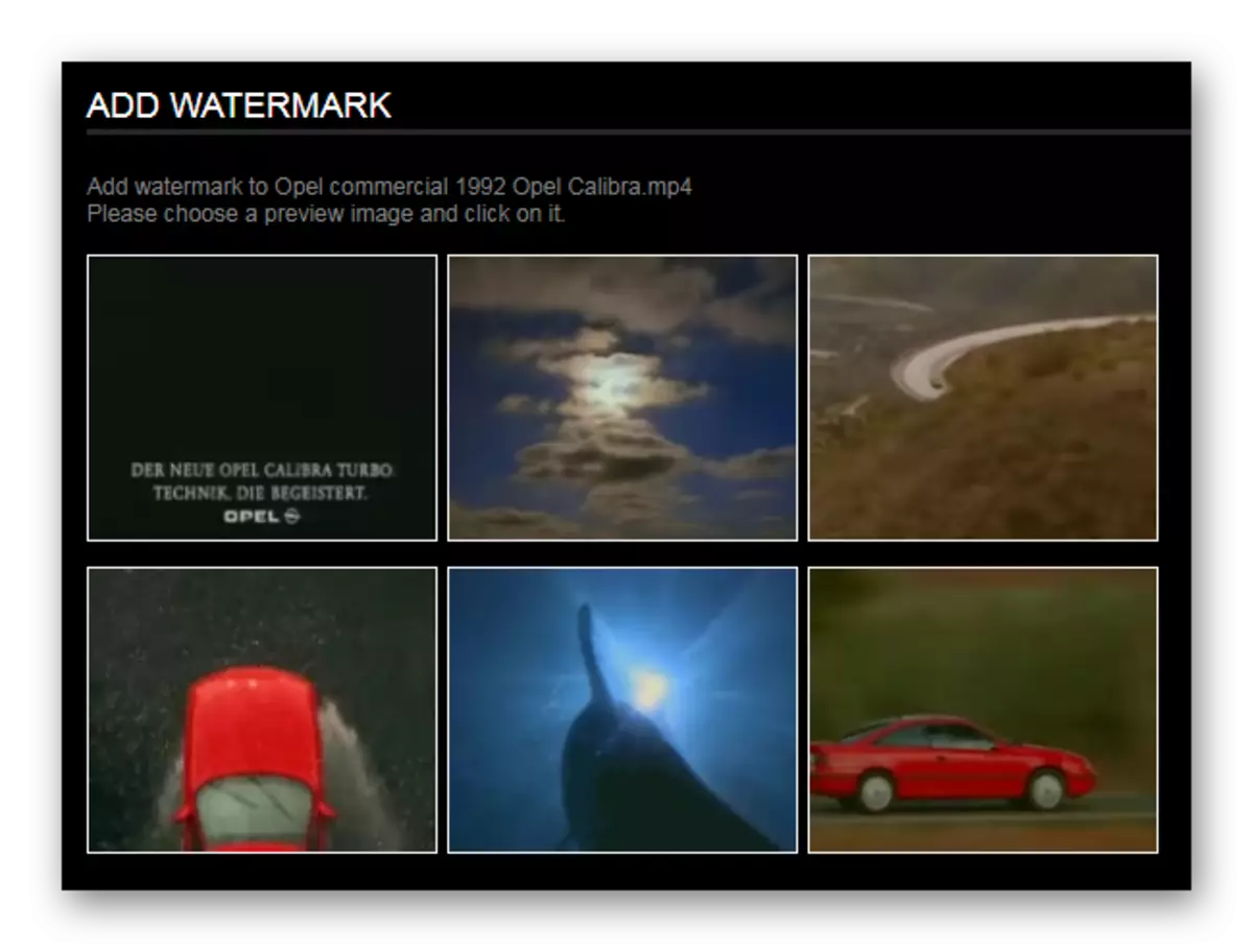 Rahmenauswahl für Watermark Online-Service Videotoolbox