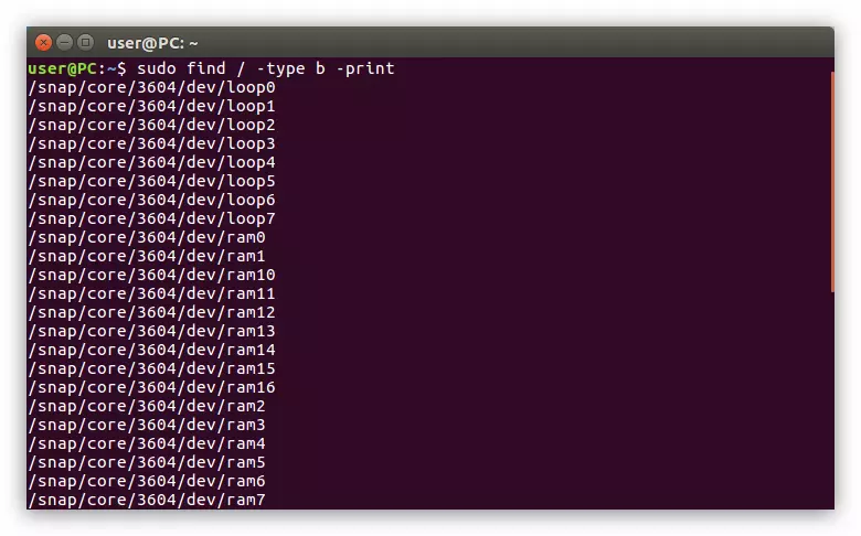 Tìm kiếm tập tin khối bằng cách sử dụng lệnh -type trong thiết bị đầu cuối linux