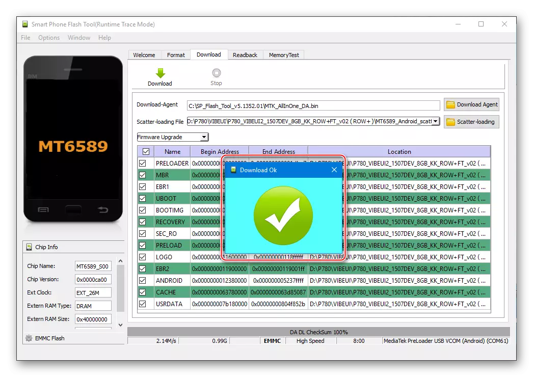 LENOVO P780 VIBE UI 2.0 Firmware melalui Alat Flash selesai
