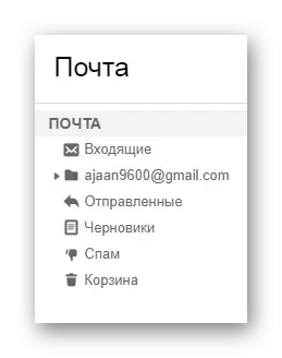 Procesul de utilizare a meniului de navigare prin poștă pe site-ul serviciului Mail.ru