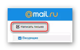 O proceso de transición á xanela de crear unha nova carta no sitio web do servizo de correo