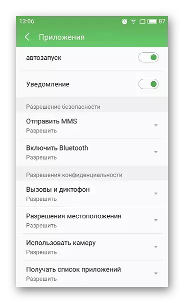 Autorisations d'application Android