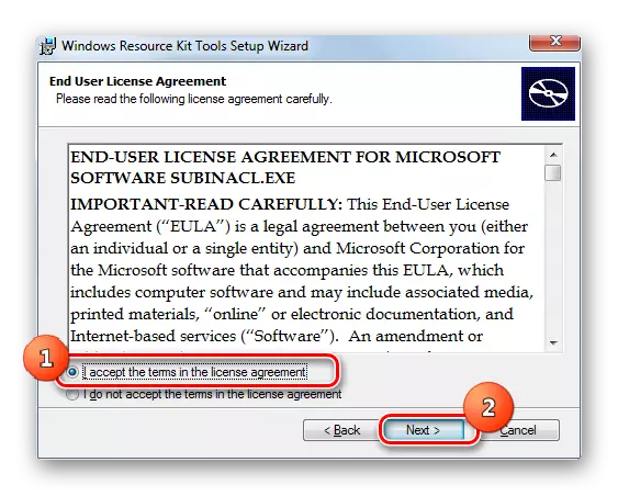 Konpirmasi perjanjian lisénsi dina jandela pamasangan Subinaster Utility dina Windows 7