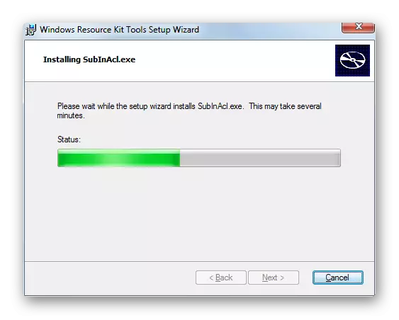 Quy trình cài đặt trong Trình hướng dẫn cài đặt tiện ích Subinacl trong Windows 7