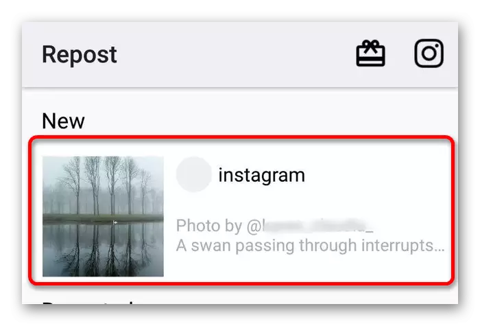 Milih rekaman kanggo Bubbing ing aplikasi Repost ing Instagram ing Android