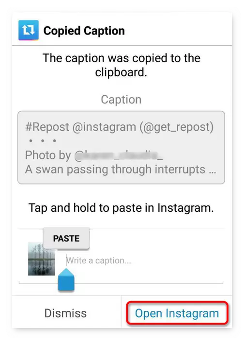 Otevřete Instagram na Android publikovat záznam
