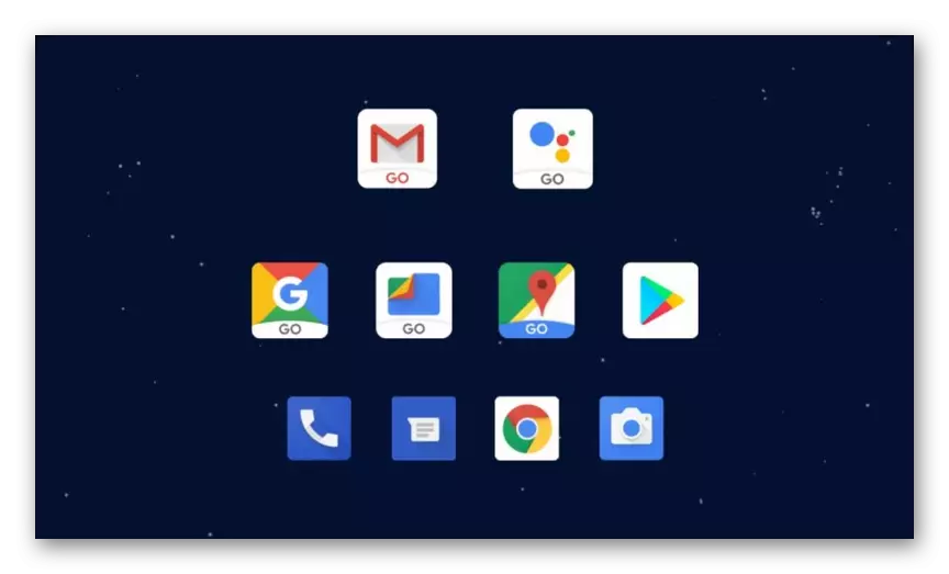 Նախադրված դիմումները Android Go OS- ում