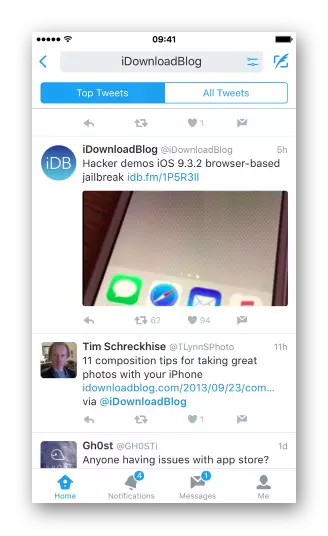 Main tweets in Twitter client for iPhone