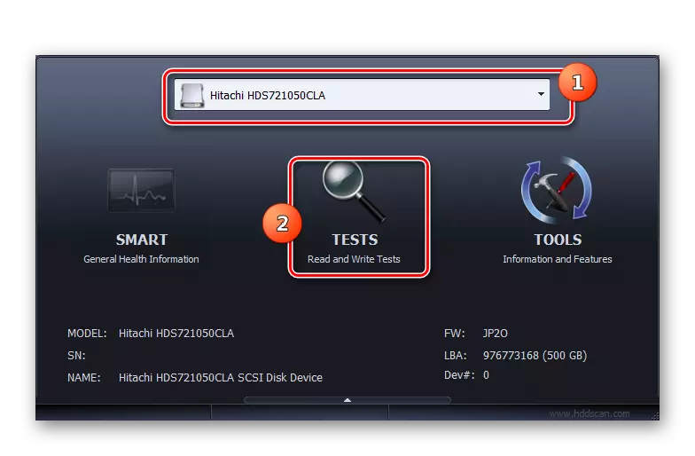 A merevlemez tesztelése a HDD Scan programban