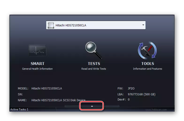 Gå til visning af fremskridt med at teste harddisken verificere i vinduet HDD Scan Program