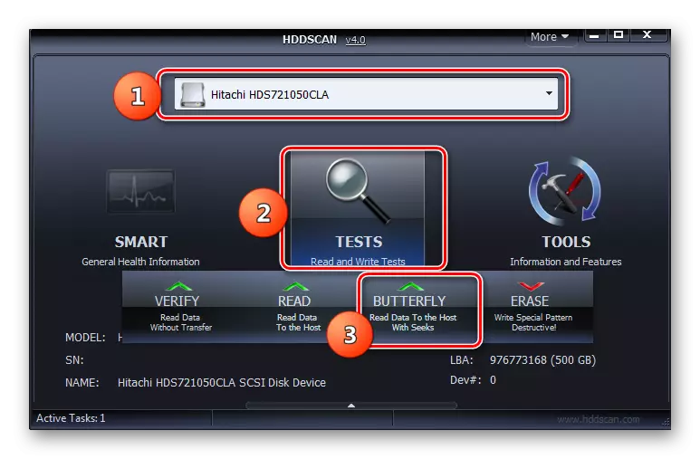 Lafen de Botterfleefly Hard Disk Test an der HDD Scan Programmfenster