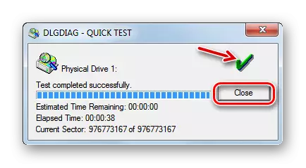 Testing pamaagi Quick Test lisud nga disk natapos man sa Western Digital Data lifeguard Diagnostic