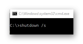 Käsk arvuti sulgemise kohta Windowsi konsoolist
