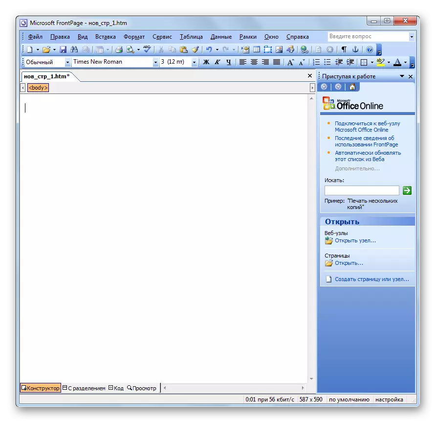 Microsoft Front Page Interface
