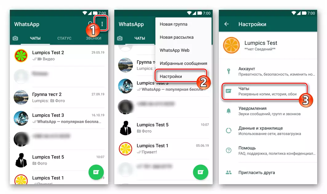 WhatsApp fyrir Android spjall skipting í stillingum Messenger frá Dr.Fone