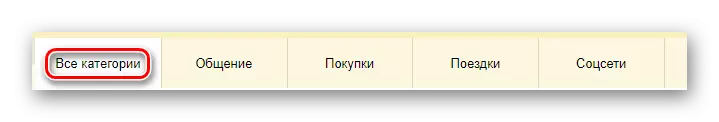 Le processus de transition vers l'onglet Toutes catégories sur le site officiel du service postal de Yandex