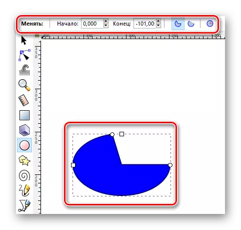 Baguhin ang mga katangian ng circumference sa Inkscape.