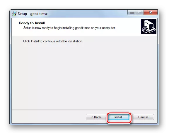 Pornirea instalării în fereastra Wizard Gpedit.MSC în Windows 7