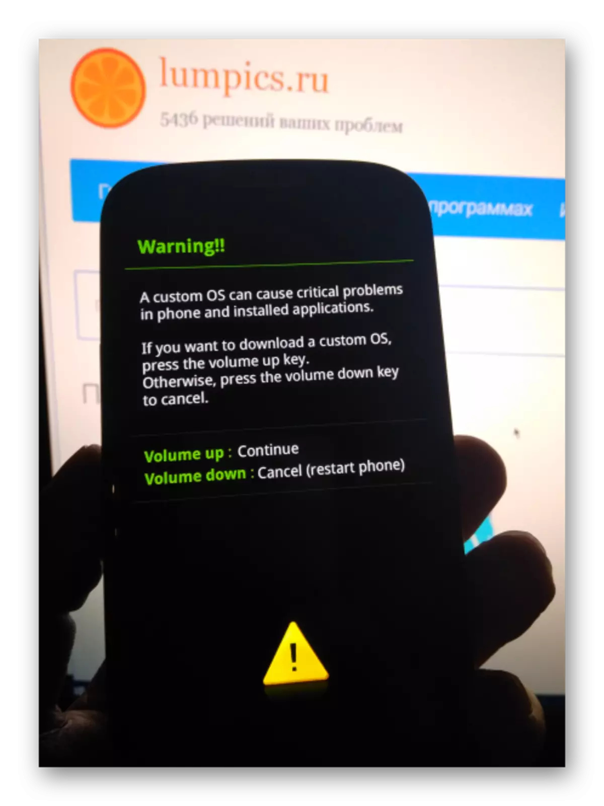 Samsung GT-i9300 Galaxy S III Upozorenje prije pokretanja Odin-moda