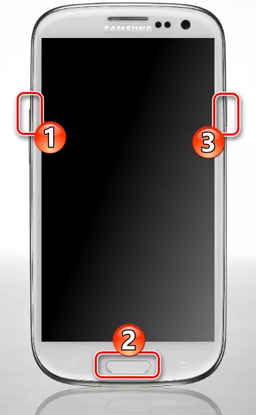 Samsung Galaxy S3 GT-I9300 Rinne smartphone yn herstelmodus