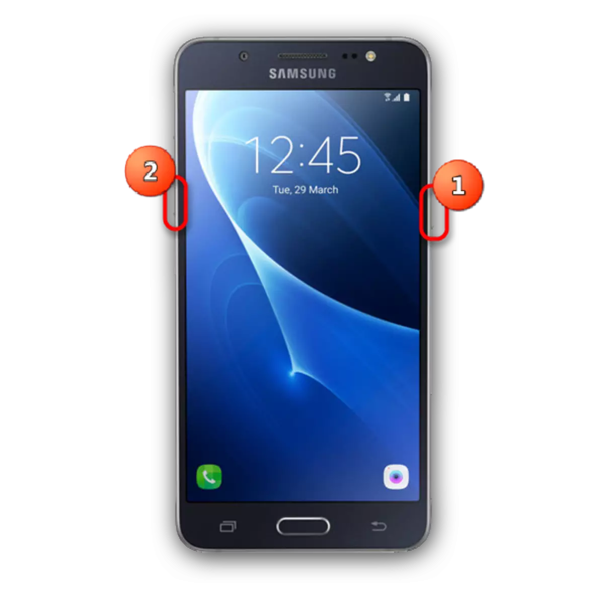 Samsung smartphone genstart knapper