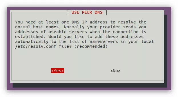 ઉબુન્ટુ સર્વરમાં PPPOeconf દ્વારા PPPoE કનેક્શનને રૂપરેખાંકિત કરી રહ્યા છે પીઅર DNS વિન્ડોનો ઉપયોગ કરો