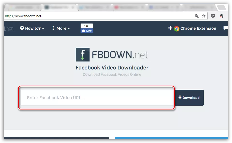 آن لائن سروس FBDown میں فیس بک سے ویڈیو داخل کریں