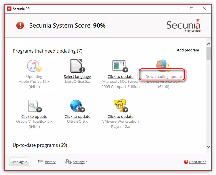 Google Chrome-ren eguneratzeak instalatzea Secunia PSI programan