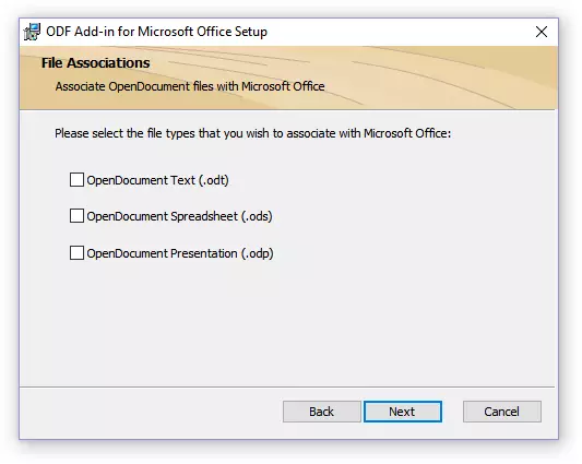 Nastavení formátů ODF doplněk pro nastavení sady Microsoft Office