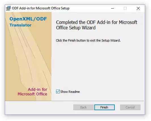 ສໍາເລັດການຕິດຕັ້ງ ODF Add-in ສໍາລັບການຕິດຕັ້ງ Microsoft Office