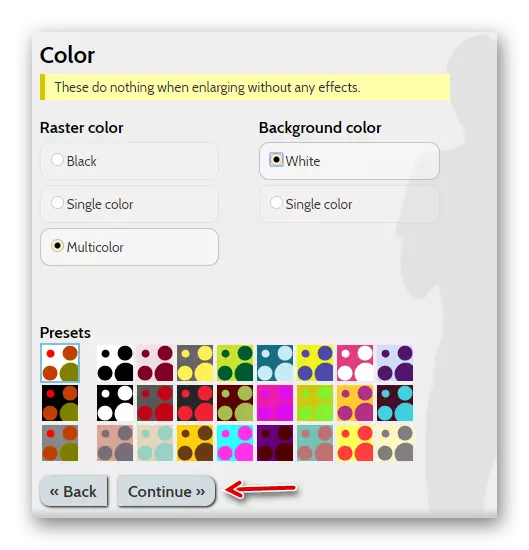 Configurações Color Gamut Effects vhe Rasterbator