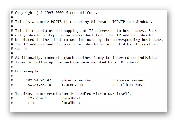 Malinis na host file sa notepad sa seksyon ng system ng konduktor ng Windovs OS