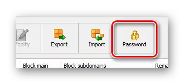 Usando o botón de contrasinal na barra de ferramentas no programa Weblock