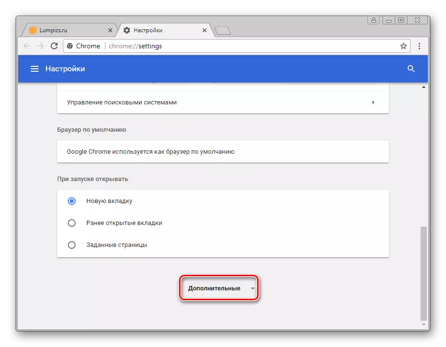 Flash Player во Google Chrome Settings - Дополнителни