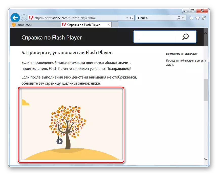 Adobe Flash Player mu Interner Exploser ndi plugin mu dongosolo