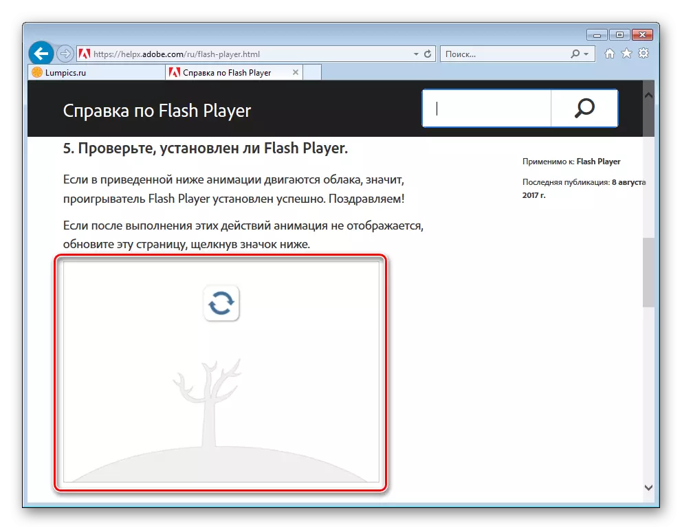 Adobe Flash Player Internet Explorer nedarbojas, problēma ar