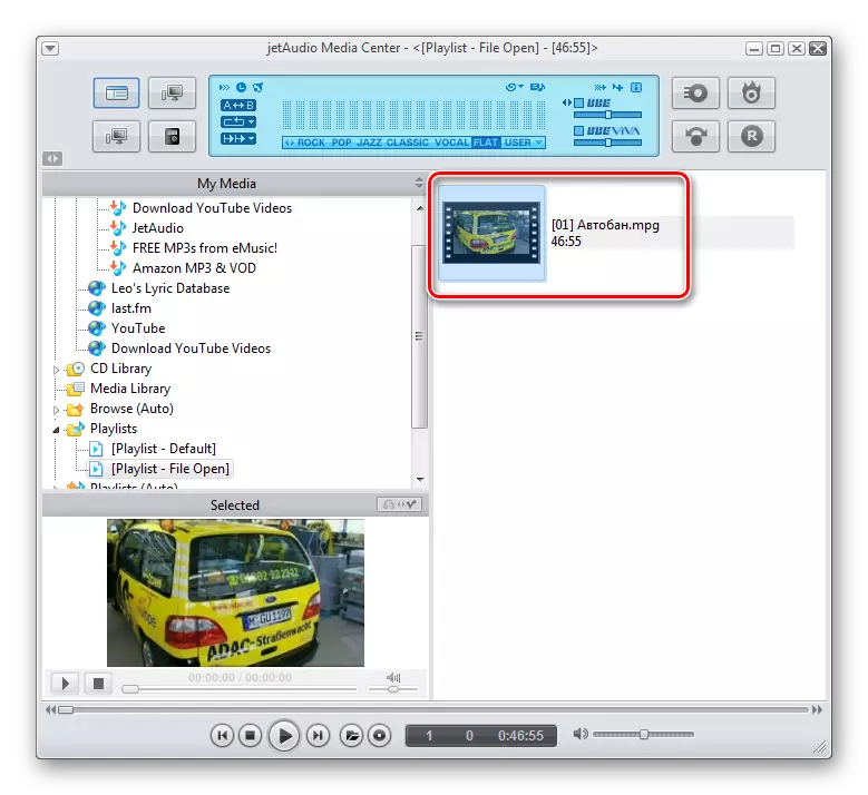Uruchamianie odtwarzania pliku wideo MPG w JetAudio