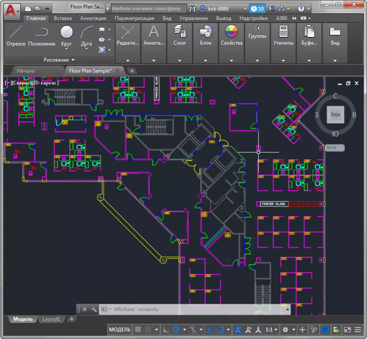 Sjabloon in AutoCAD.