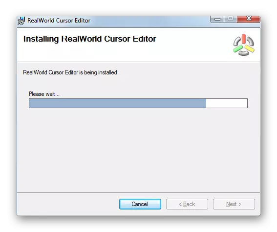 Procedimiento de instalación de la aplicación en la ventana del instalador del editor de cursor de RealWorld en Windows 7