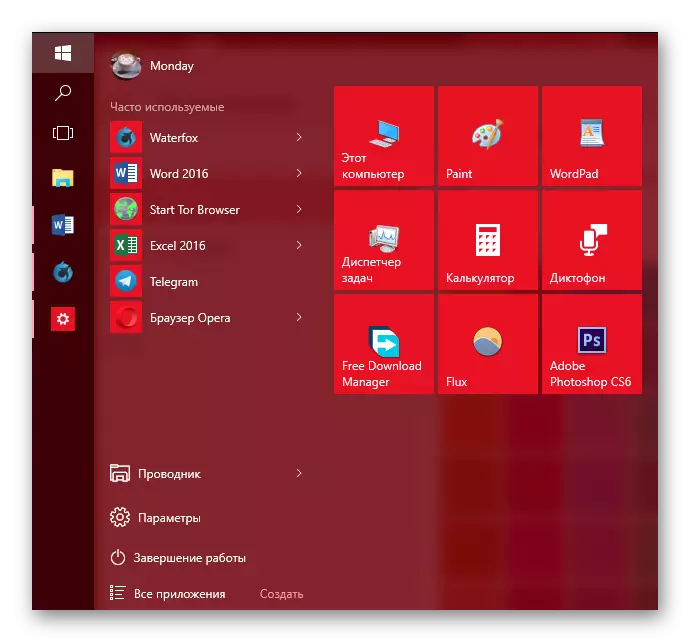 Keputusan menukar menu permulaan warna di Windows 10