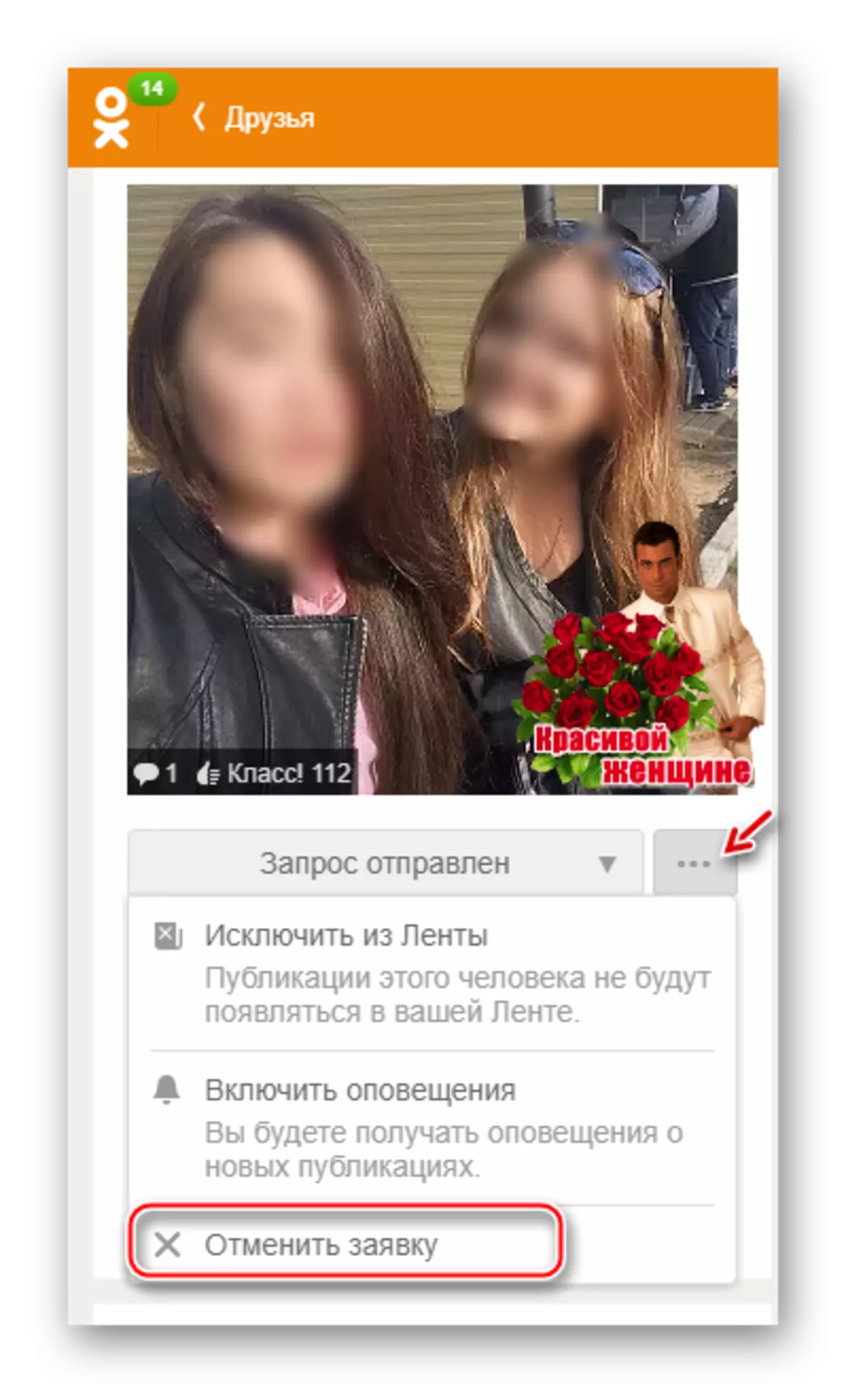 Timaletsa pempholi ngati mnzake ku Odnoklassniki