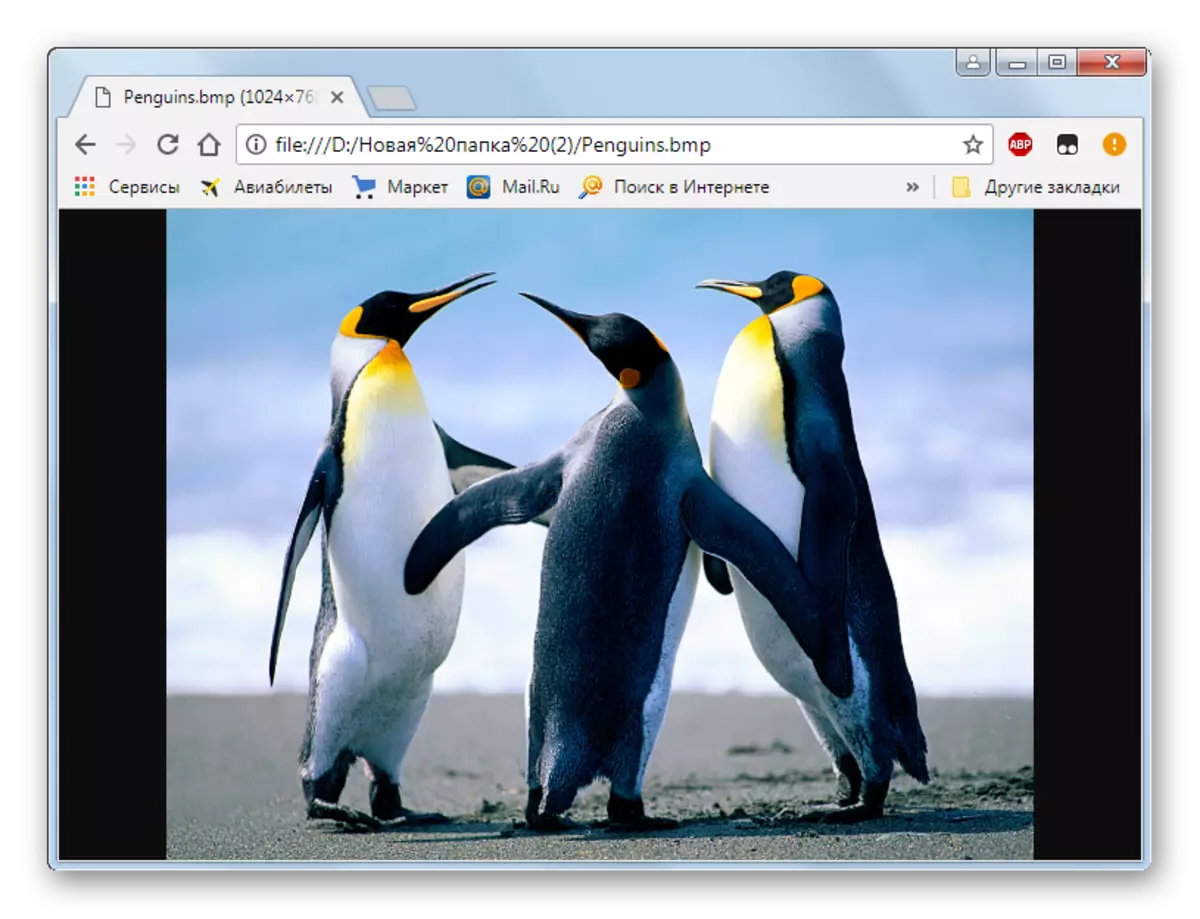 BMP-afbeelding open in Google Chrome-browser