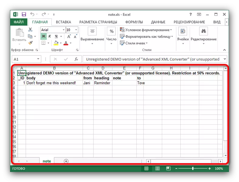 Convertite prin intermediul fișierului avansat de convertor XML în Excel