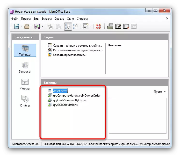 Visualizza il contenuto del database in LibreOffice